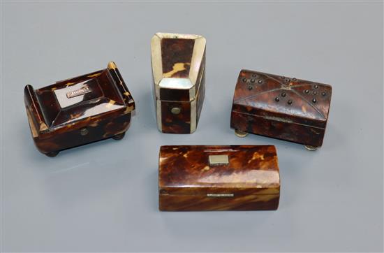 Four assorted tortoiseshell boxes